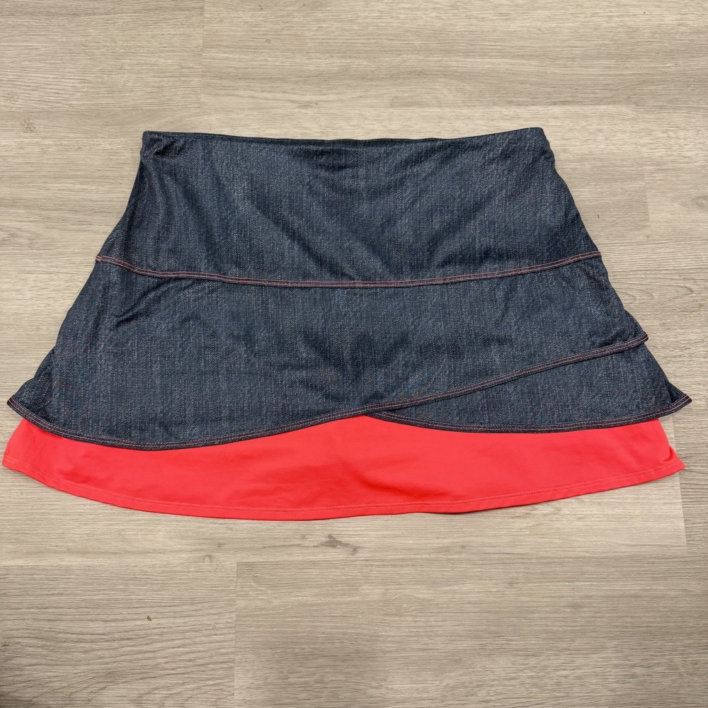 Lucky In Love Tennis Pickleball Golf Skirt Skort XL Coral Pink Tiered Athletic